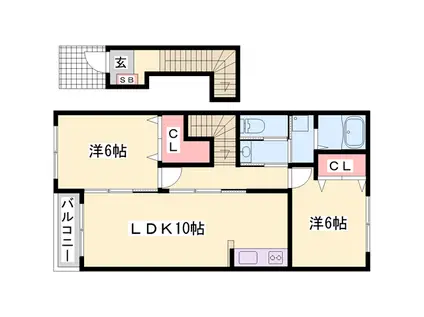 グリーン・ロード・尾上Ⅱ(2LDK/2階)の間取り写真