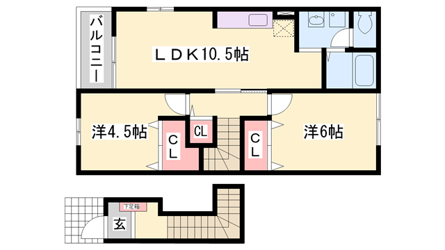 グリーンヒルズE(2LDK/2階)の間取り写真