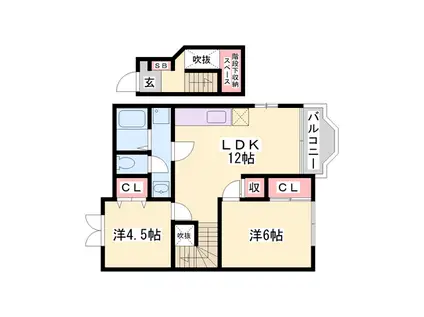 モアークレストⅢ(2LDK/2階)の間取り写真