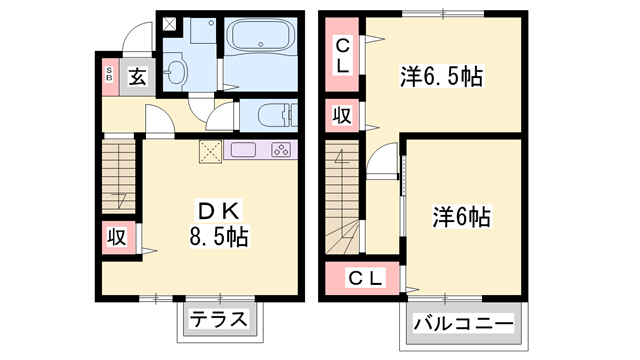 ルースコンフォート2(2DK/1階)の間取り写真