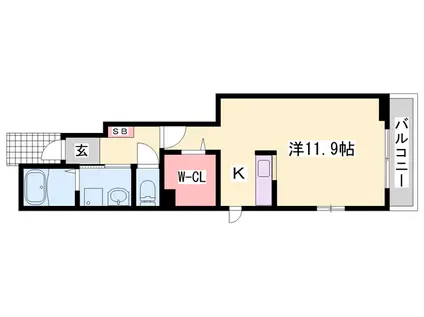 エスポワールⅣ(1K/1階)の間取り写真