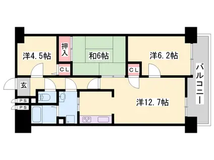 アルコート高岡(3LDK/3階)の間取り写真