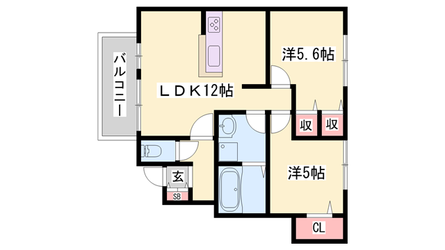 ヴィラ・フォレスティア(2LDK/1階)の間取り写真
