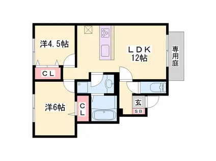 ルースコンフォール(2LDK/1階)の間取り写真