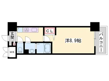 MISTRAL姫路駅前Ⅴ忍町(1K/4階)の間取り写真