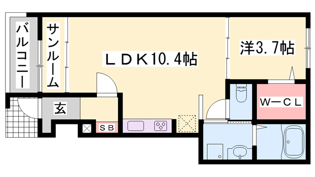 ドラジェ(1LDK/1階)の間取り写真