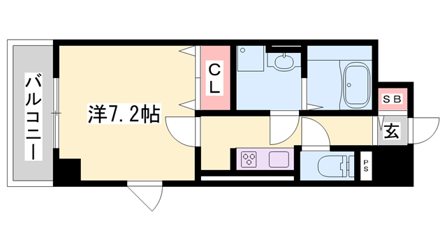 BONHEUR姫路栗山町(1K/9階)の間取り写真