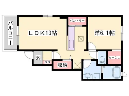 アバンツァート小坂Ⅱ(1LDK/1階)の間取り写真