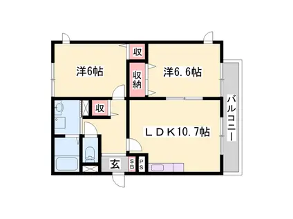 サンエイトA(2LDK/2階)の間取り写真