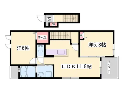 クオーレⅡ(2LDK/2階)の間取り写真