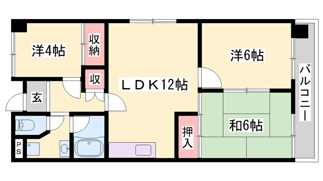 東山ハイツ(3LDK/2階)の間取り写真