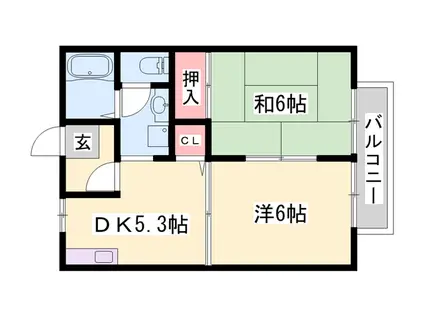 アルカンシェール(2DK/1階)の間取り写真