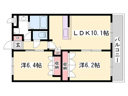 ホワイトベル(2LDK/1階)の間取り写真