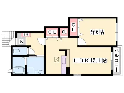 ヴィエルジュ(1LDK/1階)の間取り写真