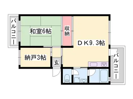 砥堀第2コーポラス(2DK/1階)の間取り写真