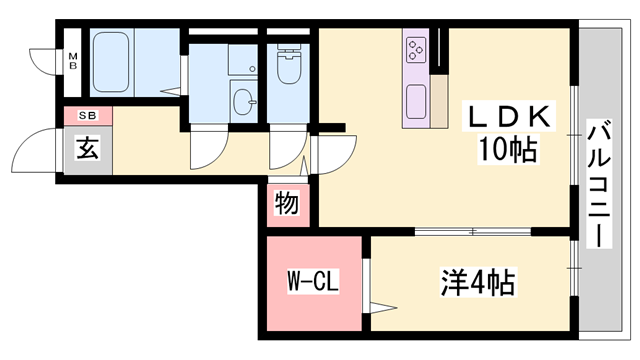セジュール亀山B棟(1LDK/1階)の間取り写真
