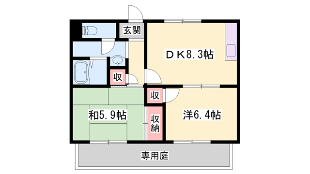 フレグランス野口(2DK/1階)の間取り写真