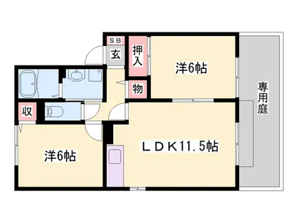 パークアベニュー C棟(2LDK/1階)の間取り写真
