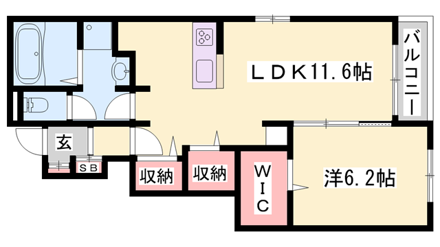 ラ グラン ヴィーダ 赤穂Ⅱ(1LDK/1階)の間取り写真