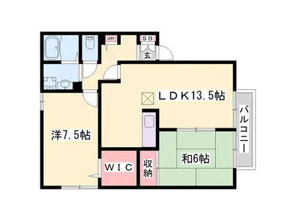 サンラーマパティオB(2LDK/2階)の間取り写真