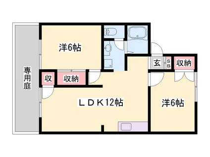 ユートピアSK B(2LDK/1階)の間取り写真