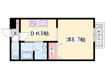 パセオ新在家(1DK/1階)の間取り写真