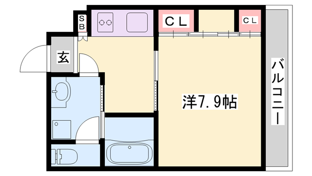 リープラス網干(1K/1階)の間取り写真
