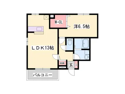グラン ペール 古賀(1LDK/1階)の間取り写真