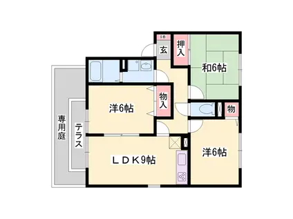 ヴィラウィッシュ(3DK/1階)の間取り写真