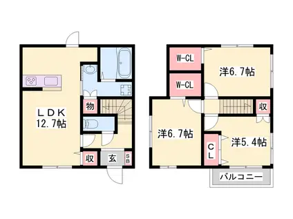 山陽電気鉄道網干線 山陽天満駅 徒歩18分 2階建 築6年(3LDK)の間取り写真
