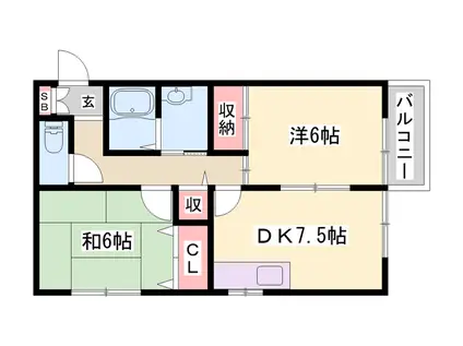 エクレール2(2DK/1階)の間取り写真