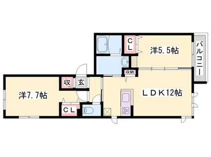 ヴィラ・フェリーチェ(2LDK/3階)の間取り写真