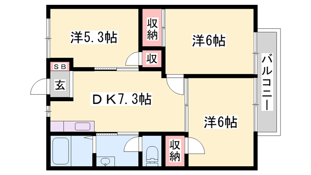 ニューシティ勢田(3DK/2階)の間取り写真