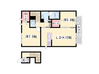 グランステージ曽根(2LDK/2階)の間取り写真