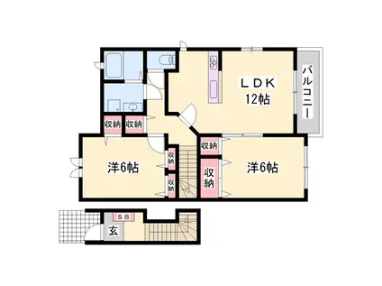 リブサニーA(2LDK/2階)の間取り写真