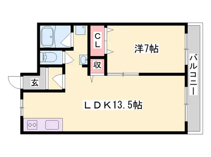 山上ビル(1LDK/5階)の間取り写真