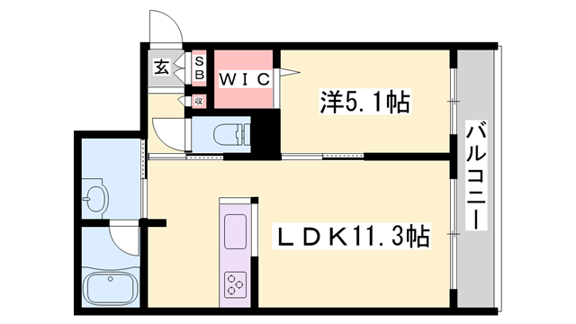 シャーメゾン 姫路W(1LDK/3階)の間取り写真