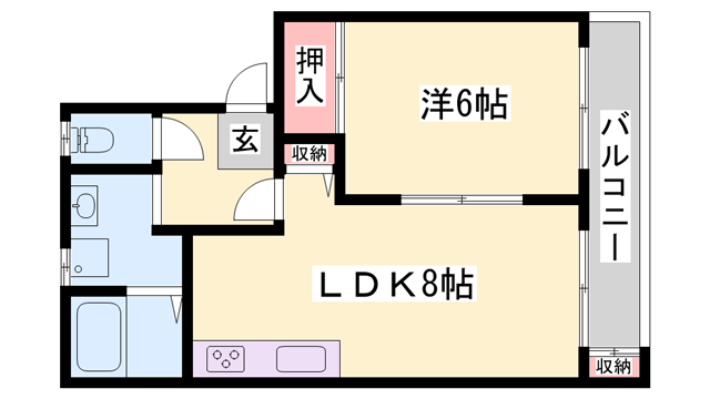 アムールハイツ(1LDK/2階)の間取り写真