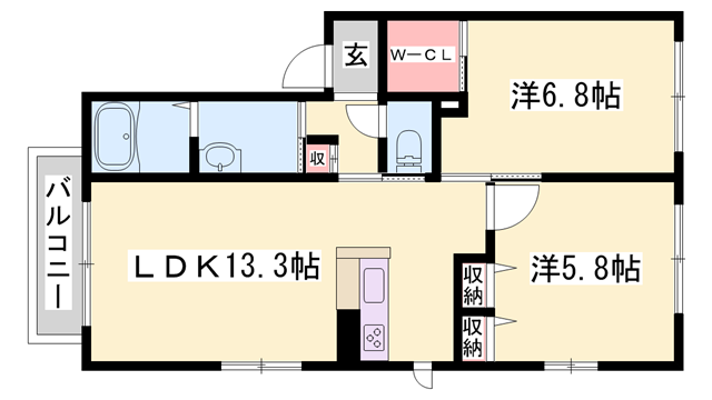 シャーメゾンイケダ(2LDK/1階)の間取り写真