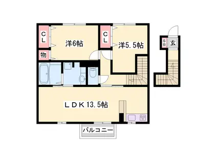 メゾンドハーモニーⅢ(2LDK/2階)の間取り写真