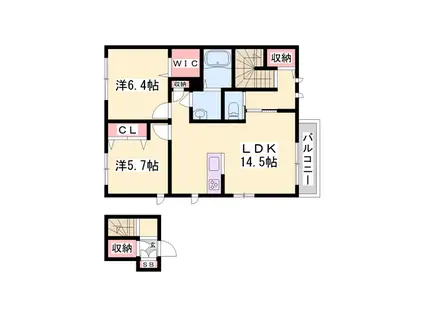 シャーメゾン パル(2LDK/2階)の間取り写真