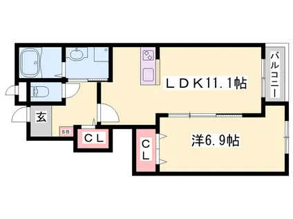 メゾン・アルモニー(1LDK/1階)の間取り写真