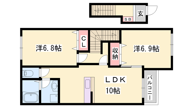 コートダイヤ(2LDK/2階)の間取り写真
