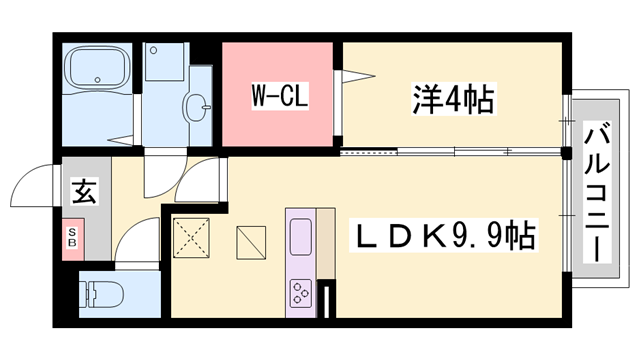 クレスト玉手(1LDK/2階)の間取り写真