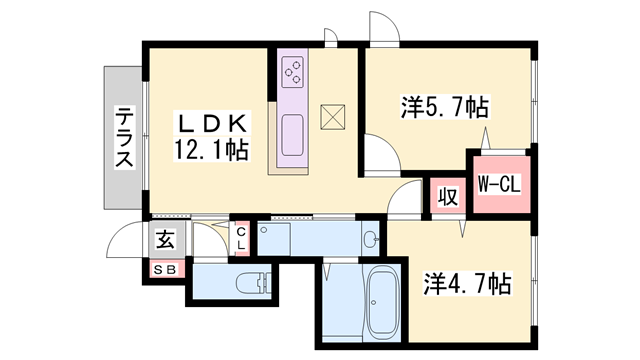 パークフロントM(2LDK/1階)の間取り写真