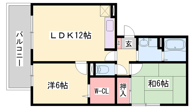 ウエストハイツ(2LDK/1階)の間取り写真