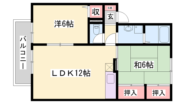 メイプルハイツ(2LDK/2階)の間取り写真