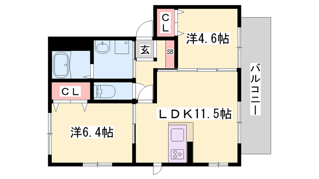 PARADORES(2LDK/2階)の間取り写真