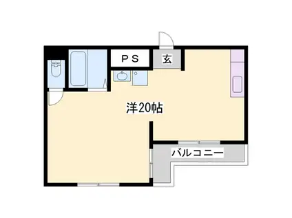 白国弘友ハイツ(ワンルーム/3階)の間取り写真