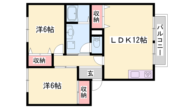 フレマリール八代 B棟(2LDK/2階)の間取り写真